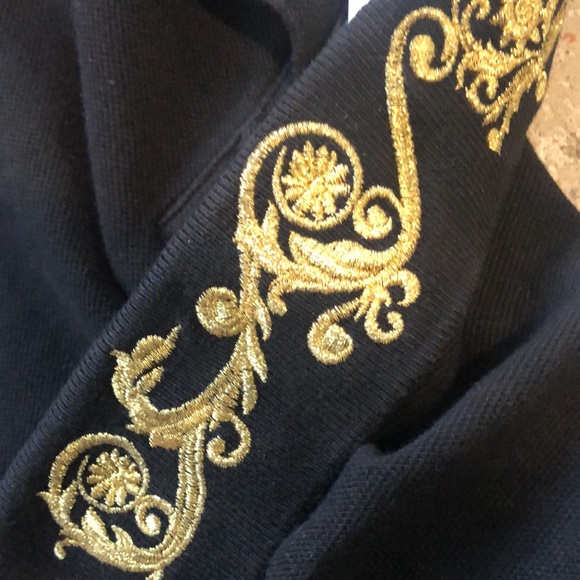 Versace Jeans Couture Men's Black Cotton Baroque Collar Polo - Picture 5 of 11